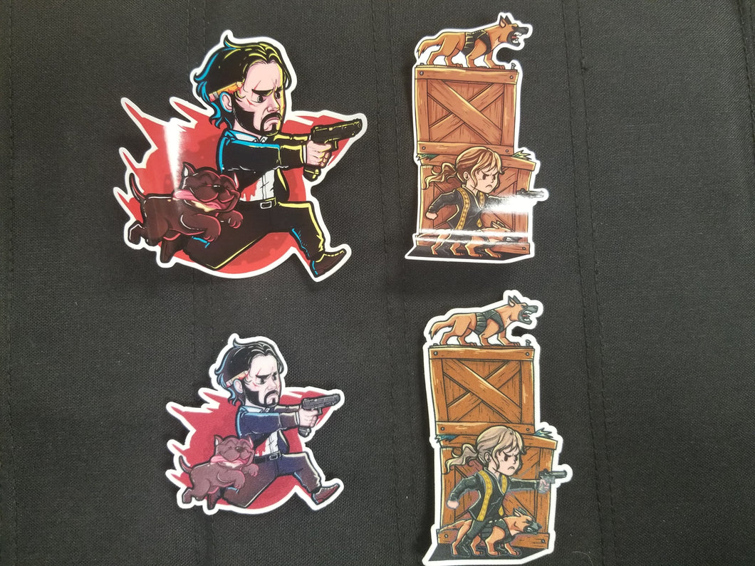 Wick and Pup and Sofia Patch/Sticker Combo
